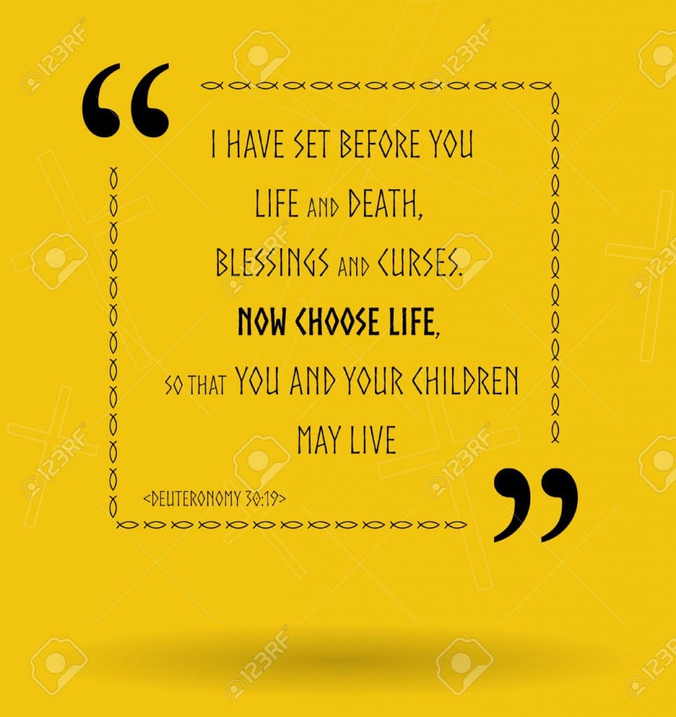 Best Bible quotes about life choice and how to choose life. Christian sayings for Bible study flashcards illustration
